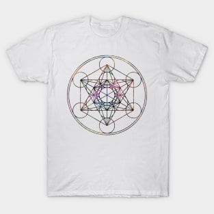 Metatron's Cube on White T-Shirt